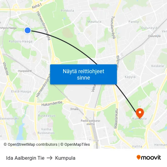 Ida Aalbergin Tie to Kumpula map