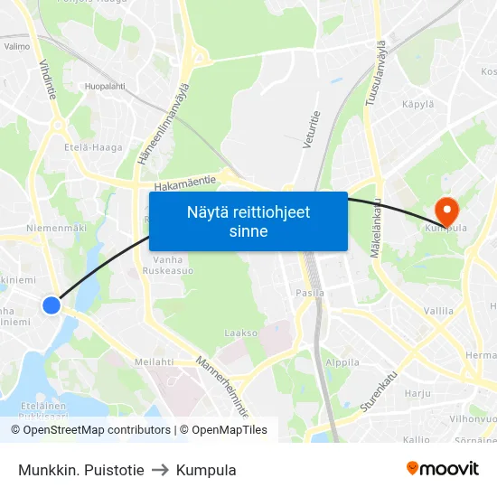 Munkkin. Puistotie to Kumpula map