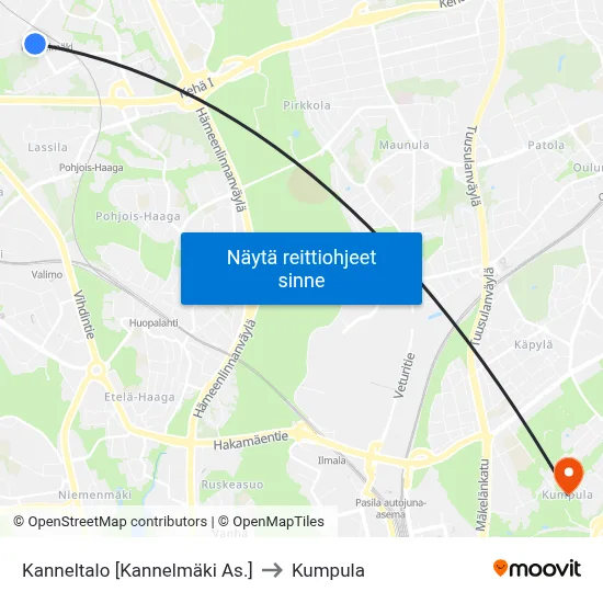 Kanneltalo [Kannelmäki As.] to Kumpula map