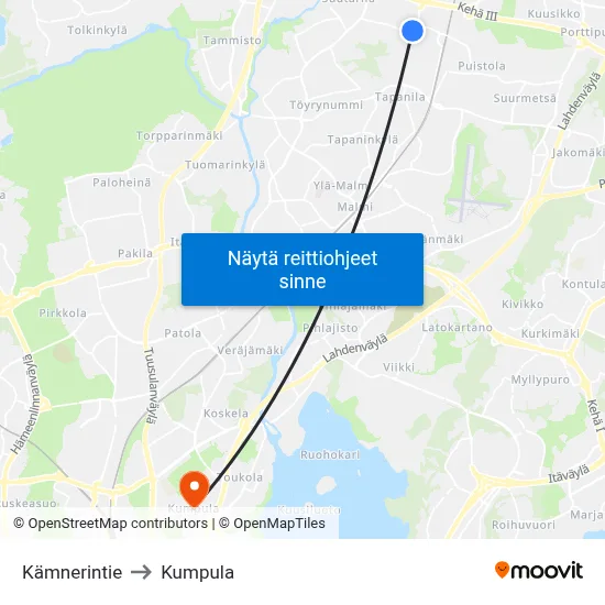 Kämnerintie to Kumpula map