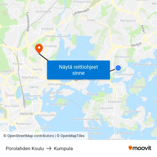 Porolahden Koulu to Kumpula map