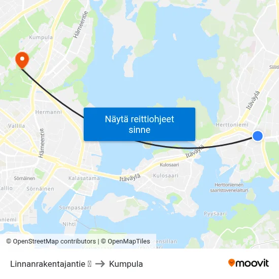 Linnanrakentajantie 🏢 to Kumpula map