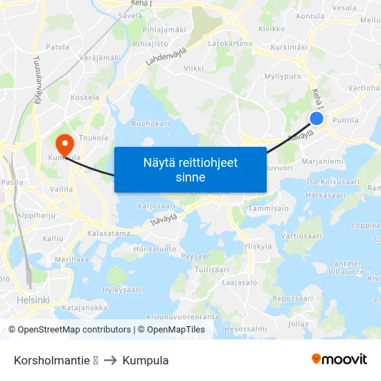 Korsholmantie 🛍️ to Kumpula map