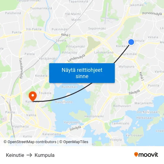 Keinutie to Kumpula map