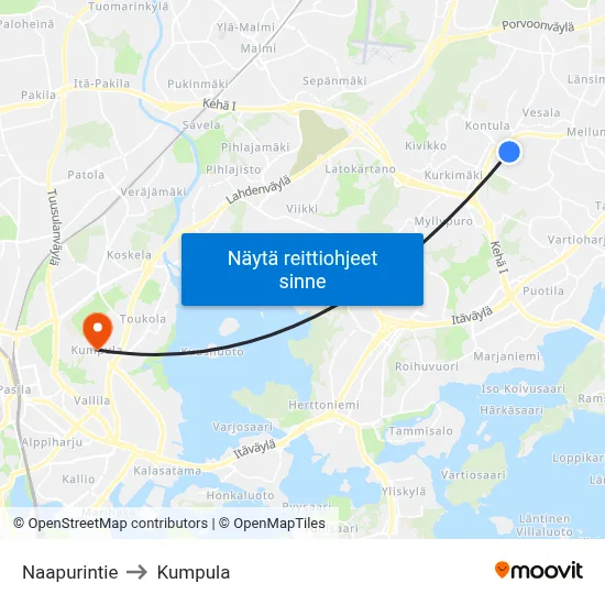 Naapurintie to Kumpula map
