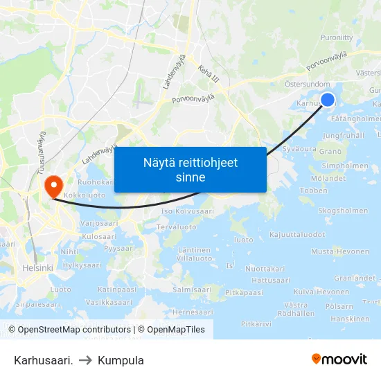Karhusaari. to Kumpula map