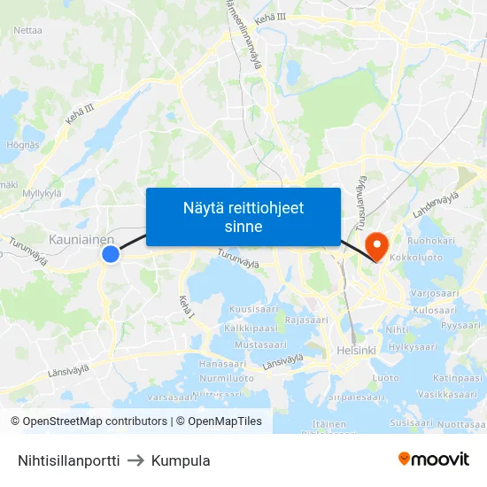 Nihtisillanportti to Kumpula map