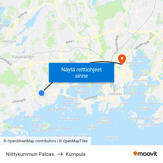 Niittykummun Paloas. to Kumpula map