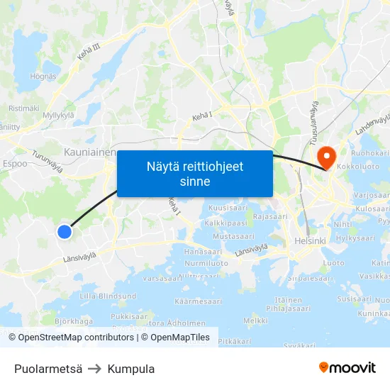 Puolarmetsä to Kumpula map