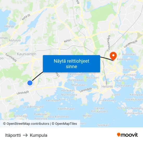 Itäportti to Kumpula map