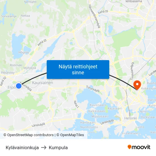 Kylävainionkuja to Kumpula map