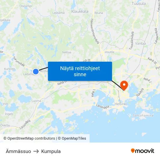 Ämmässuo to Kumpula map