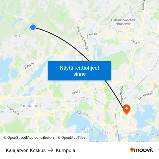 Kalajärven Keskus to Kumpula map