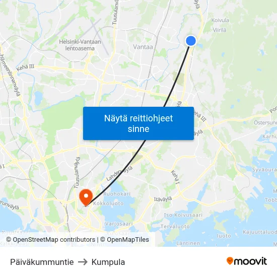 Päiväkummuntie to Kumpula map