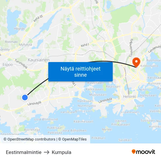 Eestinmalmintie to Kumpula map