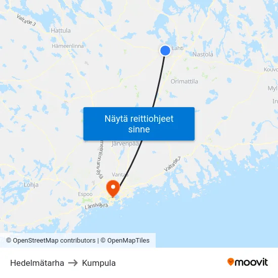 Hedelmätarha to Kumpula map
