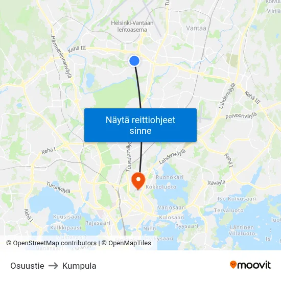 Osuustie to Kumpula map