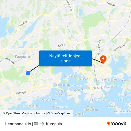 Henttaanaukio | 🏫🌳 to Kumpula map