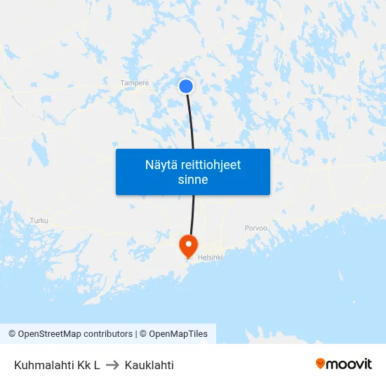 Kuhmalahti Kk L to Kauklahti map