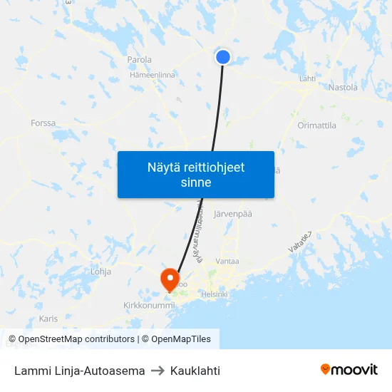 Lammi Linja-Autoasema to Kauklahti map