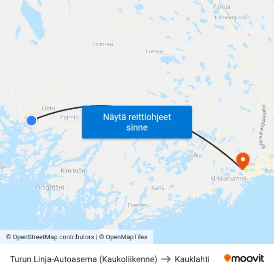 Turun Linja-Autoasema (Kaukoliikenne) to Kauklahti map
