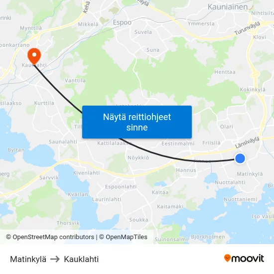 Matinkylä to Kauklahti map