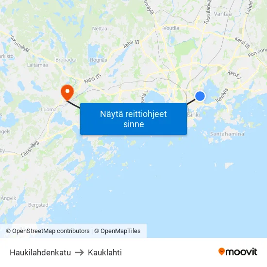 Haukilahdenkatu to Kauklahti map