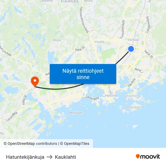 Hatuntekijänkuja to Kauklahti map