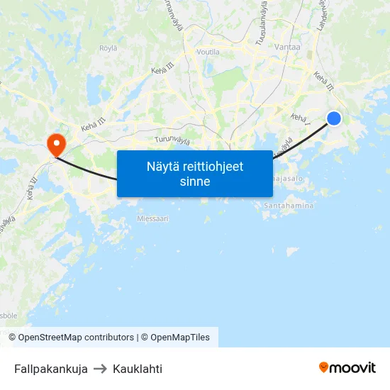 Fallpakankuja to Kauklahti map