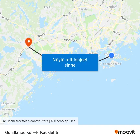 Gunillanpolku to Kauklahti map