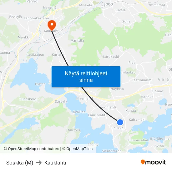 Soukka (M) to Kauklahti map