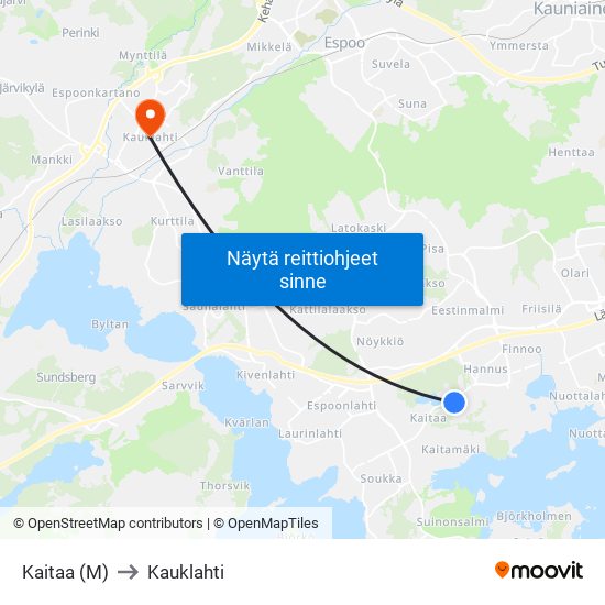 Kaitaa (M) to Kauklahti map