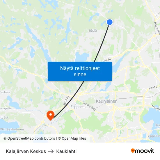 Kalajärven Keskus to Kauklahti map