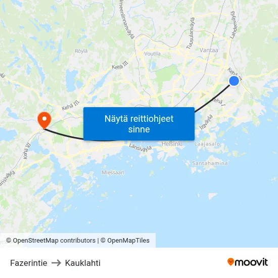 Fazerintie to Kauklahti map