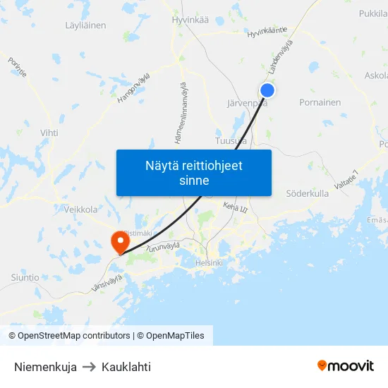 Niemenkuja to Kauklahti map