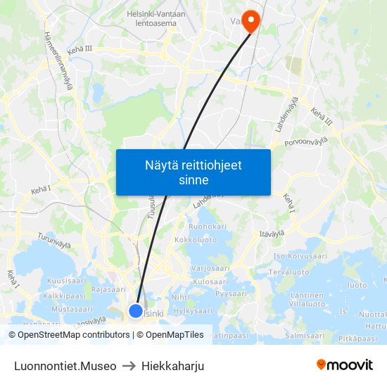 Luonnontiet.Museo to Hiekkaharju map