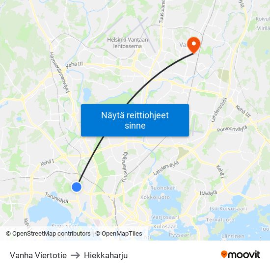 Vanha Viertotie to Hiekkaharju map