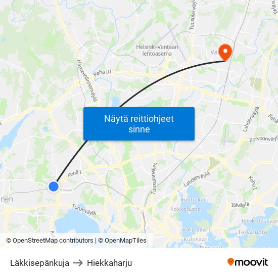 Läkkisepänkuja to Hiekkaharju map