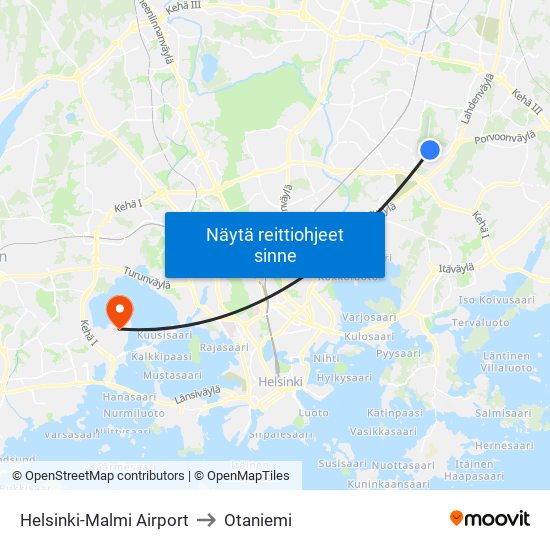 Helsinki-Malmi Airport to Helsinki-Malmi Airport map