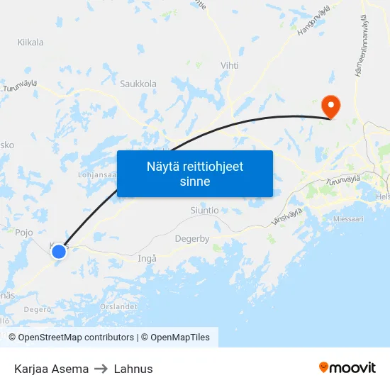 Karjaa Asema to Lahnus map
