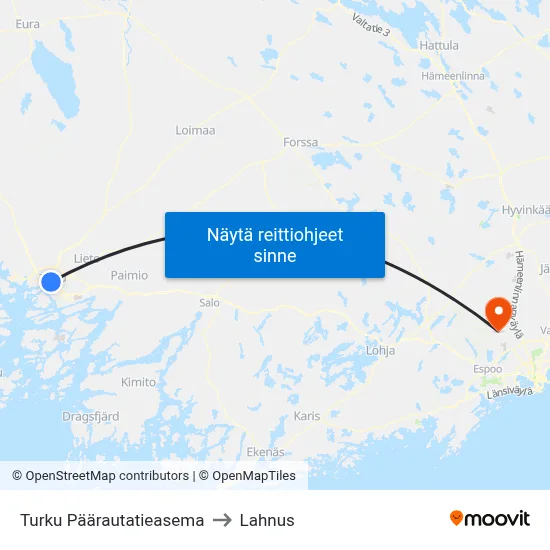 Turku Päärautatieasema to Lahnus map