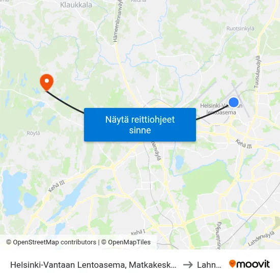 Helsinki-Vantaan Lentoasema, Matkakeskus to Lahnus map
