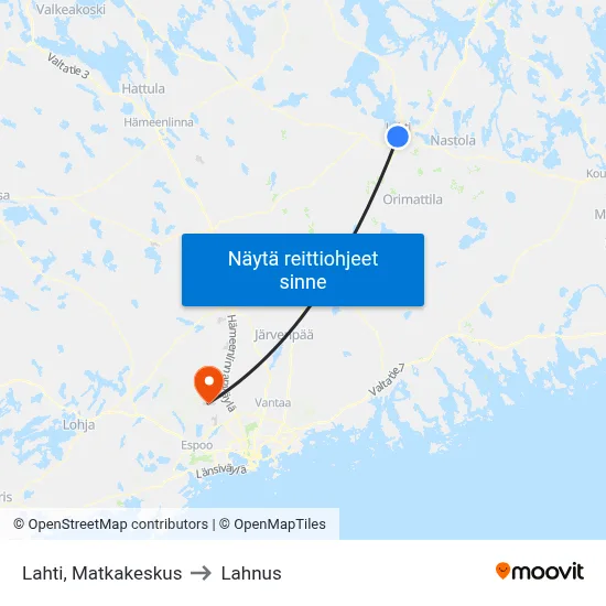 Lahti, Matkakeskus to Lahnus map