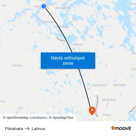 Piikahaka to Lahnus map