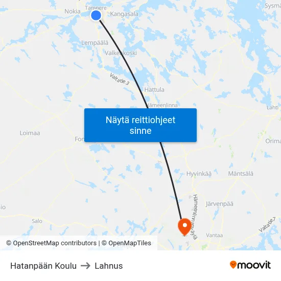 Hatanpään Koulu to Lahnus map