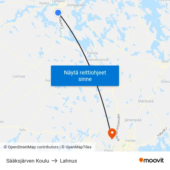 Sääksjärven Koulu to Lahnus map