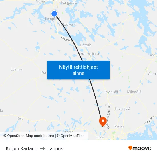 Kuljun Kartano to Lahnus map