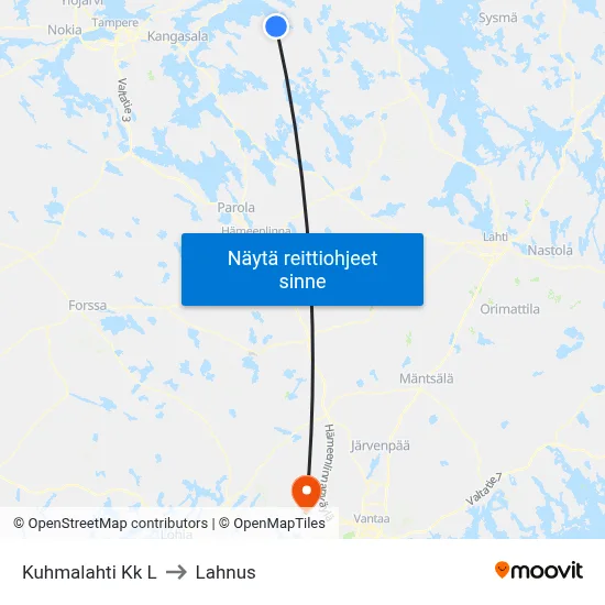 Kuhmalahti Kk L to Lahnus map