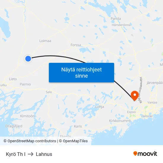 Kyrö Th I to Lahnus map