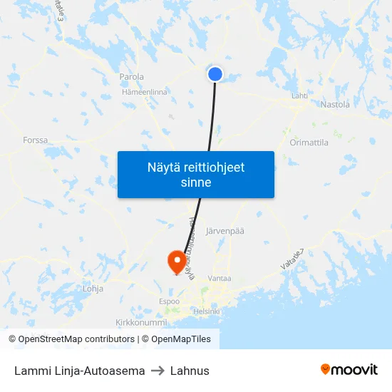 Lammi Linja-Autoasema to Lahnus map